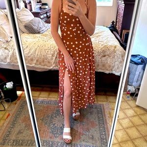 Abercrombie & Fitch brown polka dot maxi dress. Size small